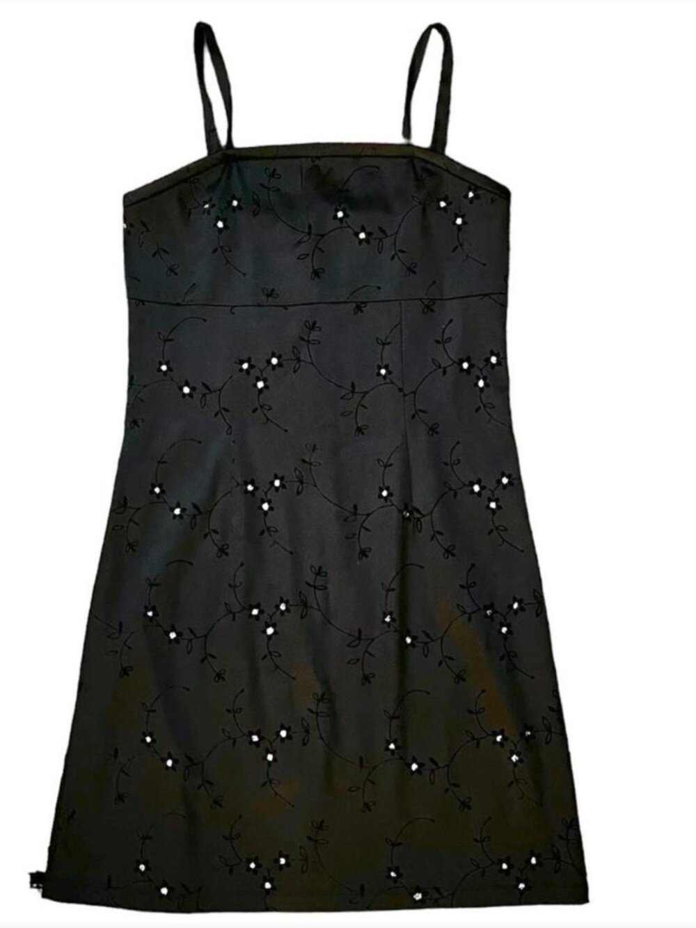 Vtg Y2K Limited Too Whimsigoth Fairy Satin Slip Dress Embellished Black Mini XS
